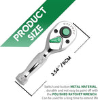 1/4 Inch Drive Ratchet Wrench, 1/4 Ratchet Wrench, 1/4 Drive Stubby Ratchet Socket Wrench, 72-Tooth, Reversible Cr-Mo Colorful Head, Chrome Steel - 3.54''/9cm