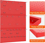 TORACK 3Pcs Metal Pegboard Panels(12x24 inch) for Wall Garage Tools Storage Pegboard System for Workbench, Modular Peg Board Tool Organizer Board Kit(Pack of 3, Red)
