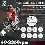 Benchtop Mini Milling Drilling Machine 1500W Brushless Mill Drill with X-Axis Power Feed,3-Axis Grating Ruler,±90° Spindle,50-2250 RPM for Metal/Wood/Plastic Working R8 Spindle 110V