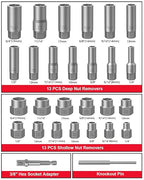 Kolvoii Screw Extractor Set & Bolt Extractor Kit, Stripped Lug Nut Remover Set, 67 Pcs Easy Out Bolt Extractor Set for Rusted, Rounded, Damaged Nuts, Screws, Bolts, 35#CR-MO 6542/4341 HSS Steel Cobalt