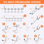 INCLY 70PCS Pegboard Wall Organizer, 4 Pack Metal Peg Board Panels with 1/4" Pegboard Hooks Accessories Kit, Black Peg Board for Walls Home, Garage Tool Storage, Workbench Organization