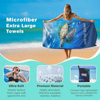 Protect Marine Life Beach Towel Oversized 36" x 72", Thin Lightweight Sand Free Quick Dry Microfiber Towel for Swimming Pool Cruise Camping Travel