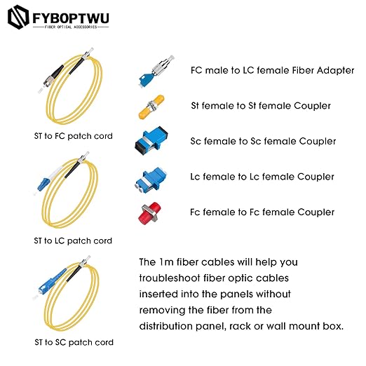 Fiber Optic Cable Troubleshoot Kit - 1pc Visual Fault Locator & 1pc FC to LC Adapter & 4pcs Couplers(LC, SC, ST, FC) & 3 Short Patch Cords (Mode Number: VFL-10)