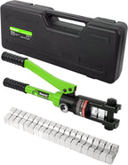 AMZCNC 12 Ton Hydraulic Wire Crimper Battery Cable Lug Terminal Crimping Tool w/Total 10 Die Size Cable Lug Crimping Tools