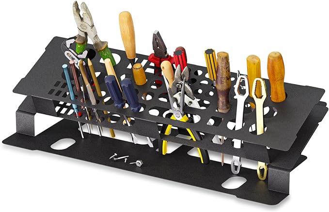 Screwdriver Storage Rack for Desktop,Screwdriver Organizer Holder,RC Tools Kit Organizers,Carbon Steel Tool Holder, Desktop Hand Tool Stand,Tool holder, Black