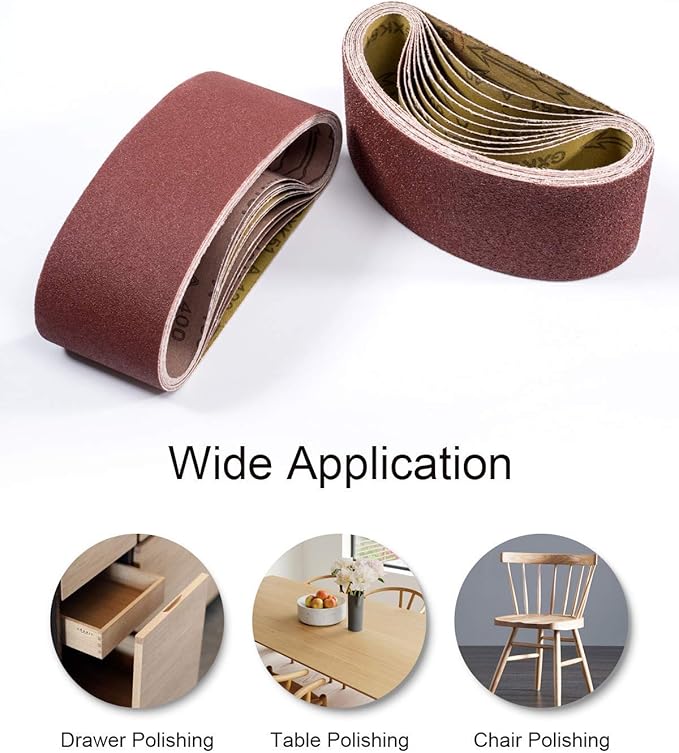 24 Pcs 4 x 21-Inch Sanding Belts for Belt Sander 4x21,6 Each of 40 80 120 240 Grits Aluminum Oxide Sandpaper, 24 Pack