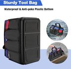 WORKPRO Tool Bag, 18 Inch Tool Bag with Waterproof Molded Base, Open Top Tool Organizer Bag with 20 Pockets, Adjustable Shoulder Strap