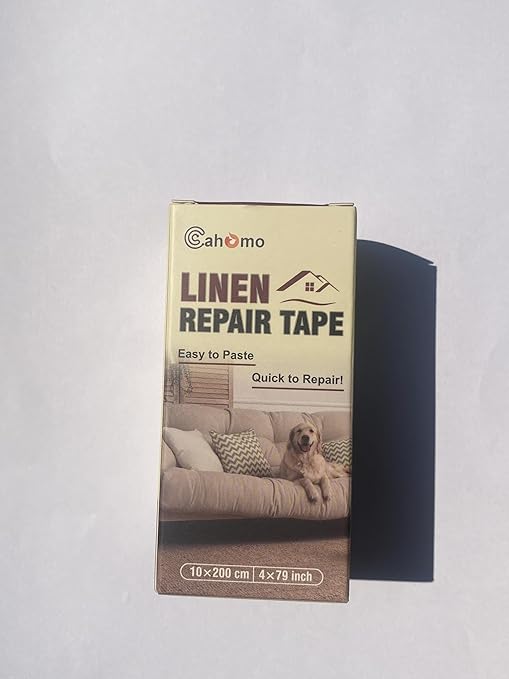 Linen Repair Tape 4x79 inch, Self Adhesive Fabric Patches, Linen Patch Tape Kit, Fabric Repair Tape for Couch Sofas, Headboards, Chairs, Pillows, Curtains, Couches - Army Green