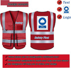 BeautyWill Custom Safety Vest Customized Logo Class 2 High Visibility Reflective Vest with Pockets Construction workwear