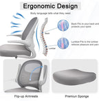 HYLONE Tall Drafting Chair Standing Desk Chair with Flip-Up Armrests, Adjustable Height Ergonomic Office Chair with Footrest Ring - High Stool Chair for Standing Desk (Light Grey)