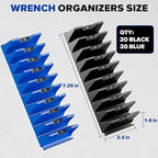 40PCS Modular Wrench Organizer - Wrench Tool Organizers for Tool Drawer Storage, Wrench Storage Set with Metric & SAE Label, Wrenches Rack Tool Gift for Professional Mechanics Men, Black & Blue
