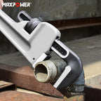 MAXPOWER 30-inch Pipe Wrench, Aluminum Straight Plumbing Wrench Heavy Duty Adjustable Pipe Wrench