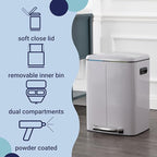 happimess HPM1005I Marco Rectangular 10.6-Gallon Double Bucket Trash Can with Soft-Close Lid, Fog Gray, Fingerprint Resistant, Modern, Minimalistic for Home, Kitchen, Office, Bedroom, Bathroom