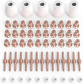 TOOLIOM 60Pcs Plasma Cutter Torch Consumables PT31 Accessories Electrode Tips Nozzles Cups Kit Fit CUT40 CUT50 with Plasma Cutting Torch PT31 LG40
