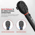 Torque Wrench 1/2-Inch Drive, 10-170.0ft.lb/13.60-230.5Nm,72 Tooth, TRP+ABS Plastic Handle, Click Torque Wrench with 1/2" to 3/8" Adapter & 125mm Extension Bar for Moto, Automotive Maintenance