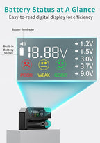 Universal Battery Tester, Dlypow Small Digital Battery Checker with LCD Display for Household Batteries AA AAA C D 9V 18650 CR123A LR44 CR2032 CR2 CRV3 1.5V/3V Button Cell Batteries, Cable Included