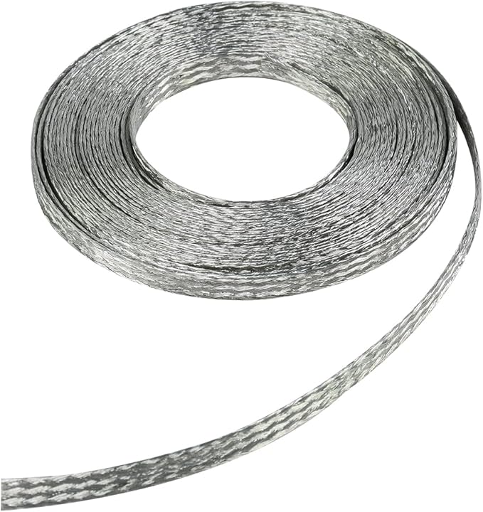 Tinned Copper Wire Shielding Sleeve, Expandable Ground Strap Wiring Braided Sleeving Metal Mesh Sheathing Cabling Wiring Protector (1/4inch - 25ft)