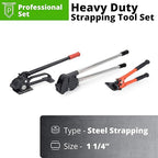 IDL Packaging PRO Strapping Tool Set for 1 1/4" Steel Strapping – Heavy-Duty Tensioner, Sealer, Cutter for Metal Banding – Packaging Strapping Tool Kit to Secure Heavy Packages