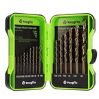 YOUGFIN Cobalt Drill Bits, M35 HSS Drill Bit Set 15 Pcs, 135° Tip Twist Jobber Length Kit for Hardened Metal, Cast Iron, Stainless Steel, Plastic and Wood with Indexed Storage Case (1/16"-3/8")