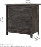 Bush Furniture Key West 2 Drawer Lateral File Cabinet in Dark Gray Hickory | Document Storage for Home Office | Accent Chest with Drawers