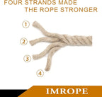 Natural Jute Rope, 1.5 Inch Diameter, 50 Ft Long, 4 Strand, DIY Arts & Crafts, Garden & Home Decor, Hammock & Tug of War Rope