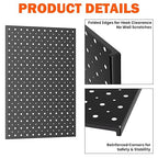Metal Pegboard Panels 16×12 Inch, Wall-Mounted Tool Organizer Boards, Modular Pegboards for Garage, Workshop, Kitchen, Workbench, or Storage Room (3 PCS, Black)