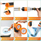 Electric Toilet Plunger, High Pressure Toilet Snake Drain Clog Remover, Splash-Free Unclogger with Drain Snake Auger, Plungers for Bathroom Heavy Duty, Versatile Air Blaster Unclogger Kit (Orange)