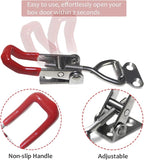 2pcs Toggle Latch Clamp 4001, Adjustable 304 Stainless Steel Pull Hasp Latches, Quick Release Hand Tool Toggle Clamp for Smoker Lid Jig,Case Trunk,Door,220Lbs Holding Capacity