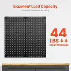 VEVOR Metal Pegboard Panels, 24" x 12" Pegboard, 2 Panels, Heavy Duty Steel Peg Board Wall Organizer, for Living Room Garage Tool Storage Workbench Office Organization Craft Room Kitchen Home, Black