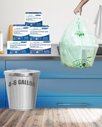 4-6 Gallon Compostable Trash Bags, 150 Count - Kitchen Trash Bags with Handle, Sturdy Biodegradable Garbage Bags for Food Scrap Waste, ASTM D6400, US BPI Certified