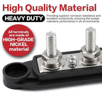 300A Bus Bar 5 Post 12V-48V DC Power Distribution Block,5 * 5/16"(M8) Battery Terminal Studs with Cover and Wire Lugs for Wiring,Automotive,Marine,Battery busbar (Red&Black)