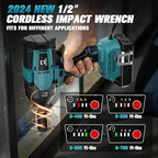 Cordless Impact Wrench 1/2 inch for Makita Battery, 600FT-LBS (810N.m) Brushless Electric Impact Gun Includes LED Work Light, 2100RPM High Torque Impact Driver Wrench, Bare Tool Only
