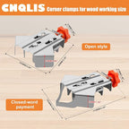 CNQLIS Multipurpose Stainless Steel 90 Degree Corner Clamp, Adjustable Corner Clamps for Woodworking 90 Degree Clamp, 2PCS Open Type and 2PCS Closed Type Right Angle Clamp Fixing Tool for Wood, Metal
