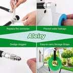 Sewer Jetter Kit for Pressure Washer,Water Jet Drain Cleaning Hose with Corner Rotating Button Spring Nose 1/4" NPT Sewer Cleaning Tool High-Pressure Nozzles,5800 PSI 200 FT