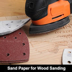 120 PCS Mouse Sander Sandpaper 60/120/180/240 Grit with Holes Hook and Loop Detail Sander Finger Sander Pads for Woodwoking Drywall