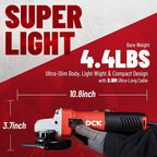 DCK Angle Grinder, 4-1/2-Inch, 6.7Amp Cut off Tool Grinder, 11,800 RPM with 2 Safety Guards, 6-Piece Discs (2 Cutting/2 Grinding/2 Flap Discs), Professional Angle Grinder for Metal, Wood (KSM09-115S）