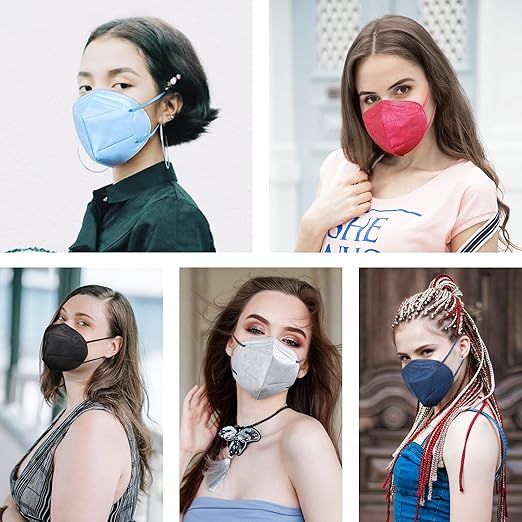 HUHETA 100 PCs Individually Wrapped KN95 Face Masks 5-Ply Breathable Protective KN95 Mask Morandi Multi color, FSA HSA Eligible