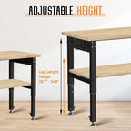 SPECRAFT Adjustable 2-Tier Workbench with 4 AC Outlet and 2 USB Ports Power Outlets, 2000 Lbs Capacity Heavy Duty Workbench, Rubber Wood Top for Garage, Workshop, Office（96x20in）