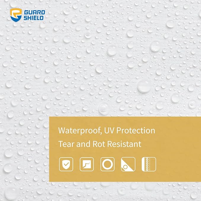 GUARD SHIELD Super Heavy Duty White Ploy Tarp Cover 12x24 Feet Waterproof Tarps 16mil Thick UV and Tear Resistant Tarpualin