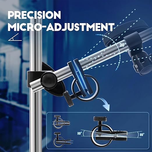 Dasqua Magnetic Base, Adjustable Stand with Fine Adjustment Holder for Dial Indicator, 3/8" Clamping Hole, Strong Pull Force 286lb/130kg
