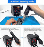 8586D Hot Air Soldering Iron Station Kit 2-IN-1 for Rework, Desoldering with Lead-Free Solder Wire, 5 Soldering Tips, 3 Hot Air Nozzles, Tweezers, Desoldering Pump。