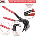 BILITOOLS 3-Piece Hand Seamer Sheet Metal Tools, Sheet Metal Bending Pliers Set Straight, 45° & 90° Bending Tool Comfort with Grip Handle