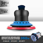 Electric 5mm Random Orbital Sander, Brushless 350W Low Vibration Orbital Sander, 6Inch Backing Pad, 7 Variable Speed (4000-10000RPM), Handheld Sanders for Surface Refinish, Woodworking, Cord 5M