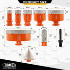 Tile Hole Saw Kit Diamond - 9PCS 5/8-11 Thread Drill Bit 19/25/35/50/65/102mm+50mm Beveling Chamfer Bit+20mm Finger Bit+SDS Adapter for Pocelian Tile Ceramic Marble Granite Stoneware