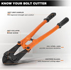 KSEIBI 141585 Heavy-Duty Medium Size Bolt Cutter 24" for Cutting Fence, Steel Wire, Chain, Screws, Rivet, and Medium Padlock, with Soft Grip Rubber Ergonomic Handle Cutters