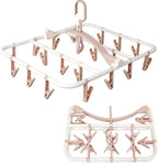 Clothes Drying Racks Foldable Clip Hangers Drip Hanger Plastic with 20 Drying Clips (Light Pink-Rectangle)