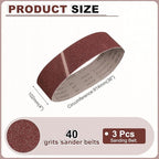 HARFINGTON 4 x 36 Inch Sanding Belts, 3 Pcs 40 Grits Aluminum Oxide Abrasive Belt Sander File Belt for Woodworking, Metal Polishing, Knife Sharpener