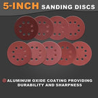 100Pcs 60 Grit Sanding Discs 5 Inch 8 Hole: Woodworking/Metalworking Round Coarse Hook and Loop Sandpaper for Random Orbital Sander