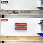 TORACK Wall-Mounted Storage Bins - 8 Plastic Bins & 2 Metal Tracks for Tools Organization in Garage, Craft Room, and Shop(Orange)