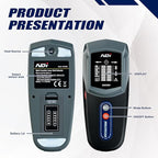 NDI ND0989 Multi-Function Stud Finder and Heat Source Detector Accurate Detection of Studs, AC Live Wires, and Heat Sources Behind Walls Ideal for Home Improvement, Electrical Installation
